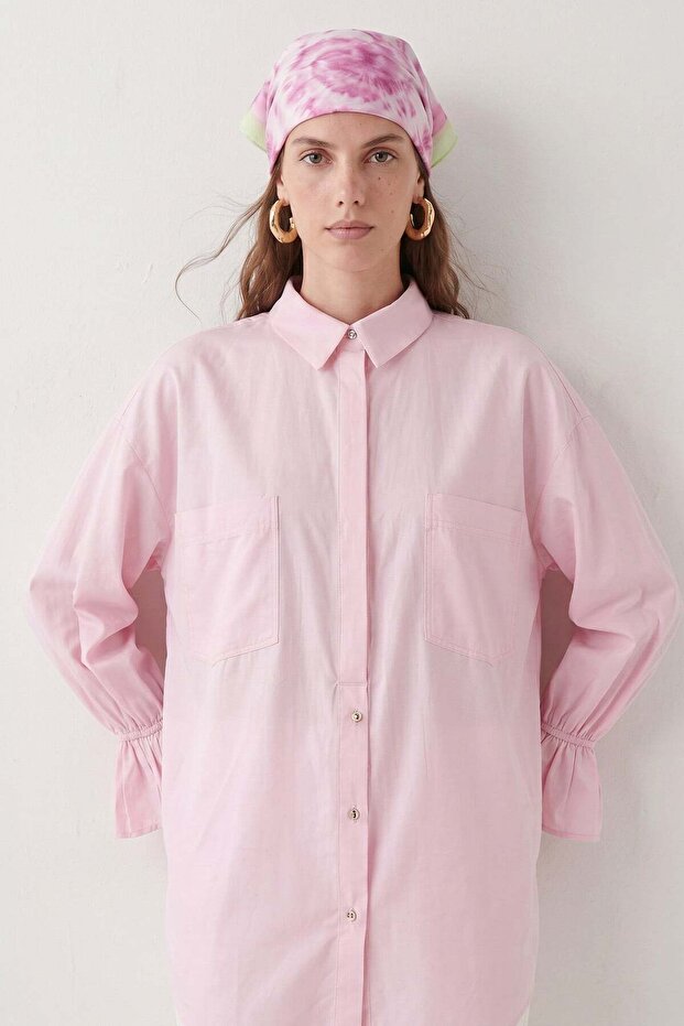 Back Pleated Pocket Shirt Y0147 - Light Pink