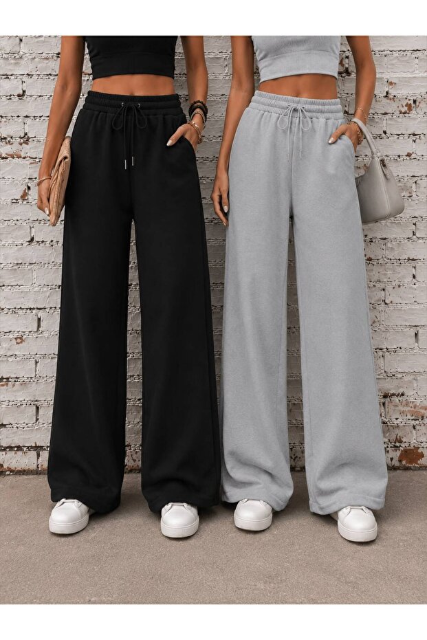 Two Pieces, Two Colors, Straight-Leg Baggy Track Pants