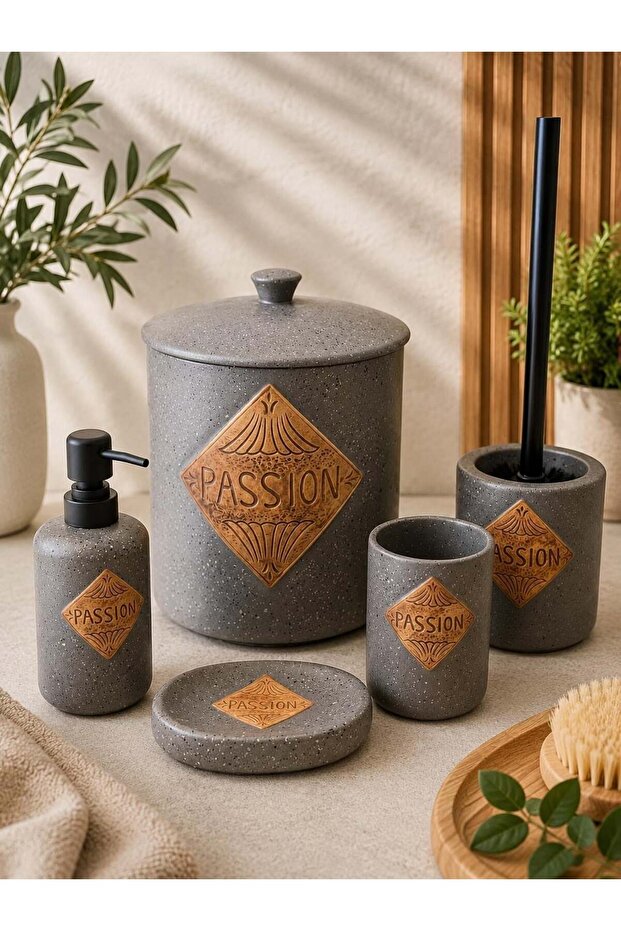 5 Piece Vilya Collection Luxury Gray Bathroom Set
