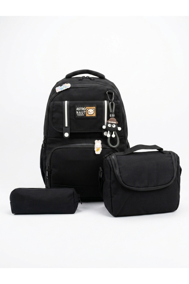 'Astronaut' Four-Compartment Orthopedic Bag with Accessories, Pen Holder and Thermos, 3-Piece School Bag Set