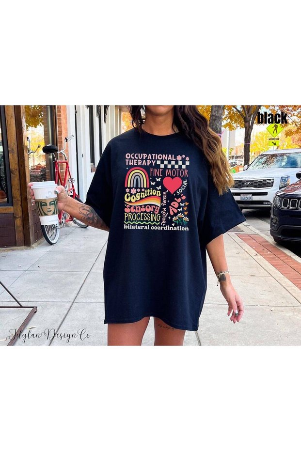 Navy Blue Oversize Crew Neck Printed Women's Tunic T-Shirt