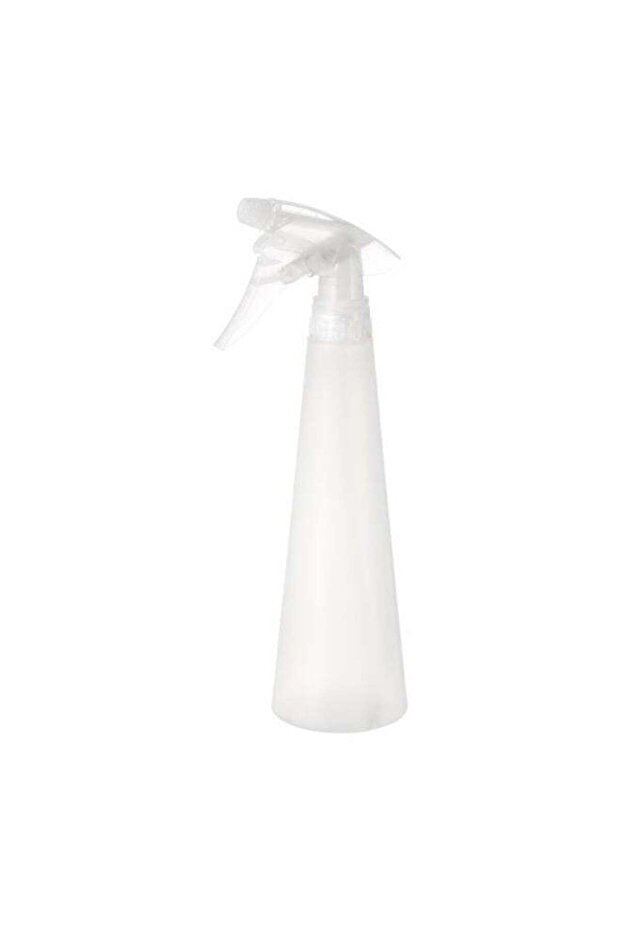 Trigger Spray Bottle, Clear White, Plastic, Cone Shape, Refillable for Cleaning and Hair Care