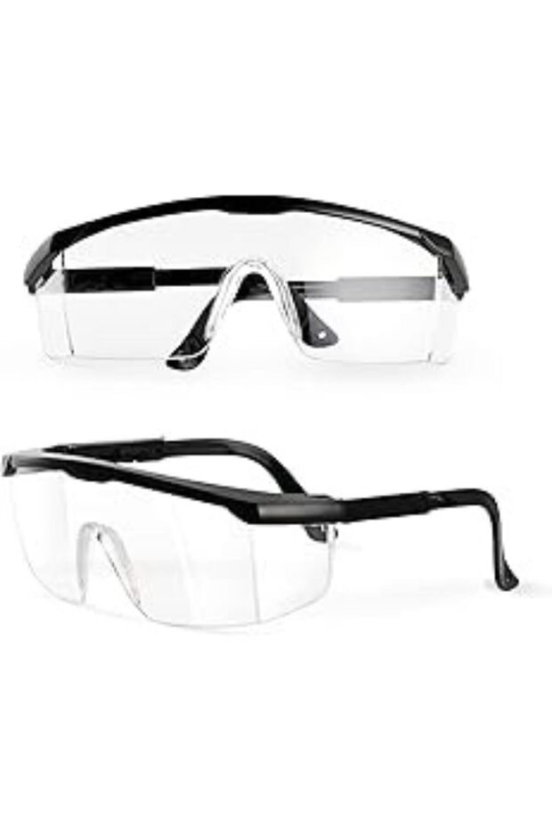 MARTYRA Safety Goggles, 1 Pcs Wrap Around Safty Glasses Anti-Fog Protective Goggles Black Frames Eye goggles protection for Kids adult Eye Protection with Clear Thicker PC Lenses For Outdoor