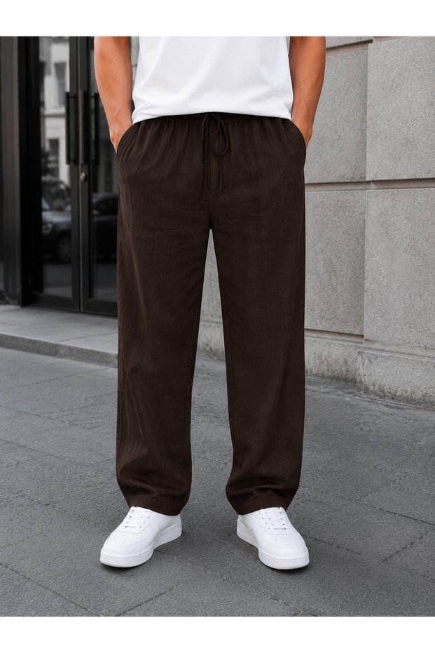 Men's Raw Linen Premium Quality Baggy Pants (No Showing Seams Inside)