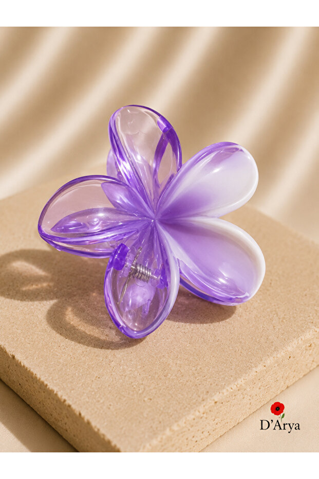 D’Arya Purple Lilac Lotus Flower Figured Acrylic Hairpin – Women's Young Girls Korean Style Dd820
