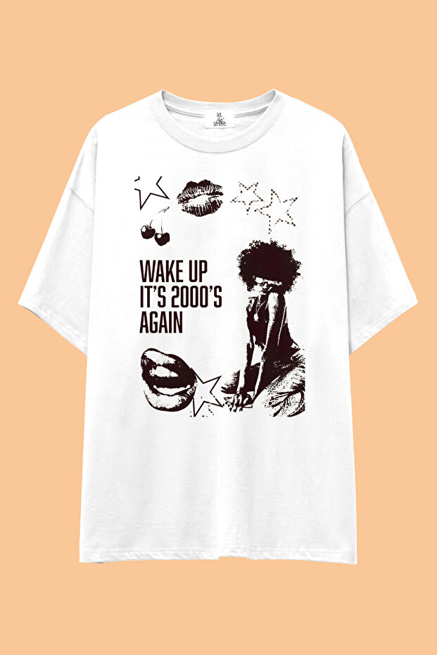2000S Y2K Vibes Loose Fit T-Shirt | Unisex 100% Cotton Black & White Retro Nostalgia Printed Special Design Tee