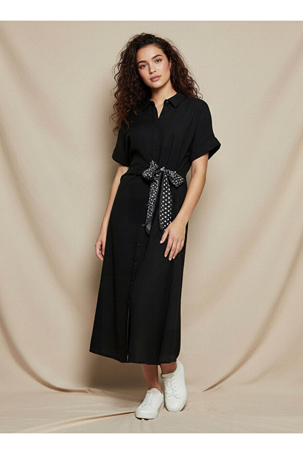 SIDE TIE DETAIL SHIRT DRESS