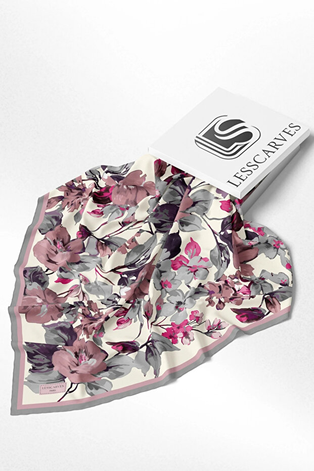 وشاح من القطن والحرير بنقشة الزهور LS2206