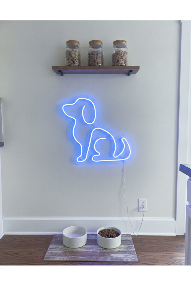 Köpek Figürlü LED Neon Duvar Tablosu | Mavi Aydınlatmalı Modern Dekor | Çocuk Odası - 5