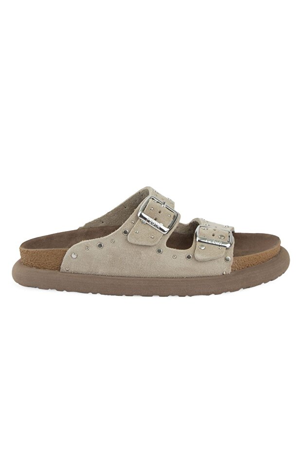 Studded Suede Women's Slippers 215557 Beige