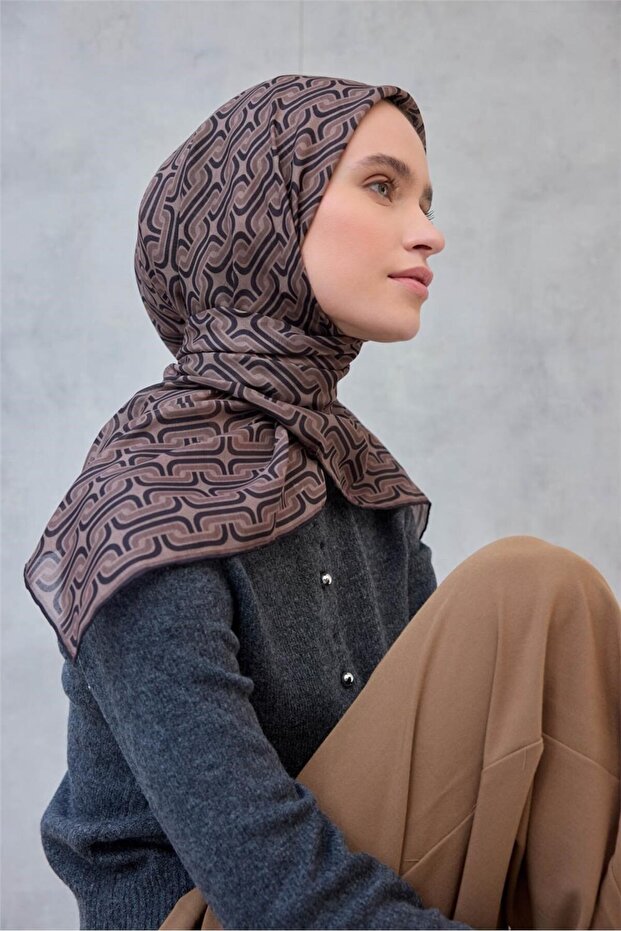 وشاح ناعم من القطن والبوليستر بنمط هندسي لاتيه 90×90