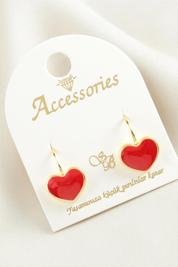 Ilkestor Heart Enamel (215340) Clip Earrings-Red
