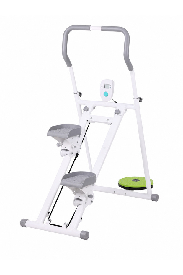 Home Stair Climber Stepper with LCD Monitor, Adjustable Handlebars, Twist Waist Disc & Non-Slip Pedals for Full Body Cardio Workout