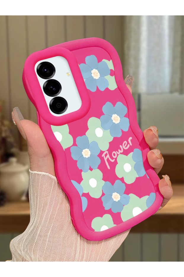 Samsung Galaxy A36 5g Compatible Case Camera Protector Red Silicone Couple Phone Case Floral Pattern