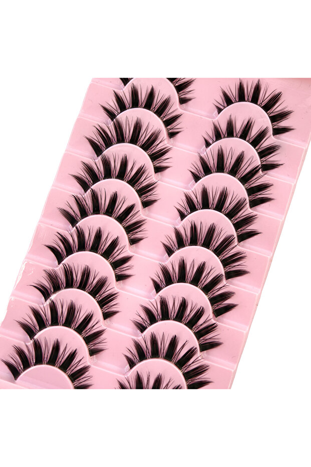 9pairsJM-1 HBZGTLADFalse Eyelashes Cosplay Spiky Lashes Mink Dramatic Manga Anime Lashes Thick Fake