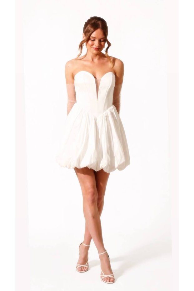 After Party Dress Balloon Dress White Mini Dress