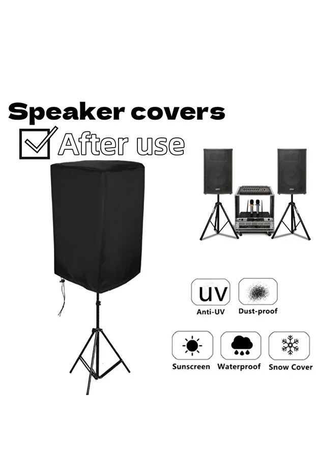 38x42x67cm black Durable Black 210D Oxford Cloth Speaker Covers - Water and Dust Resistant, Multiple