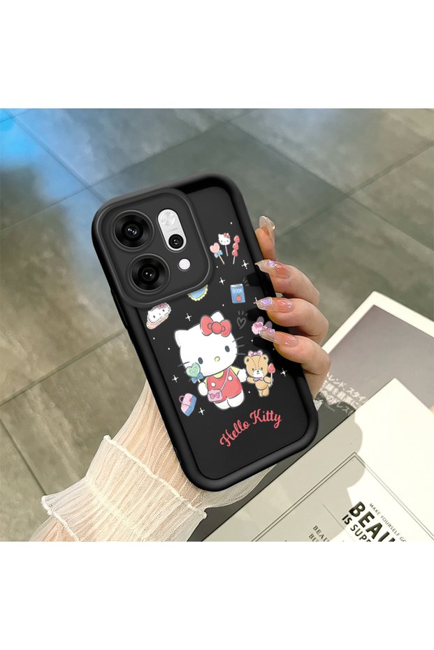 Oppo Reno14 Pro Compatible Black Silicone Case with Shockproof Camera Protection