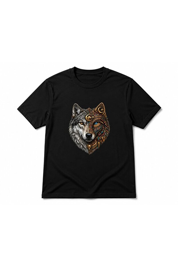 Moon Wolf Wolf Printed Unisex Oversize T-Shirt