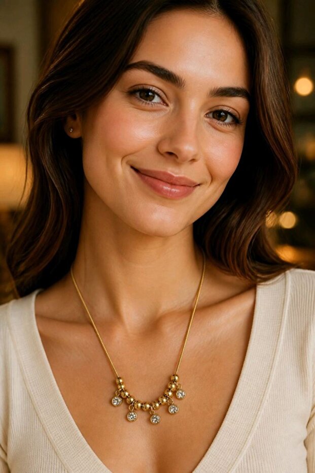 Figured Anti-Tarnish Steel Adjustable Chain Luxury Necklace