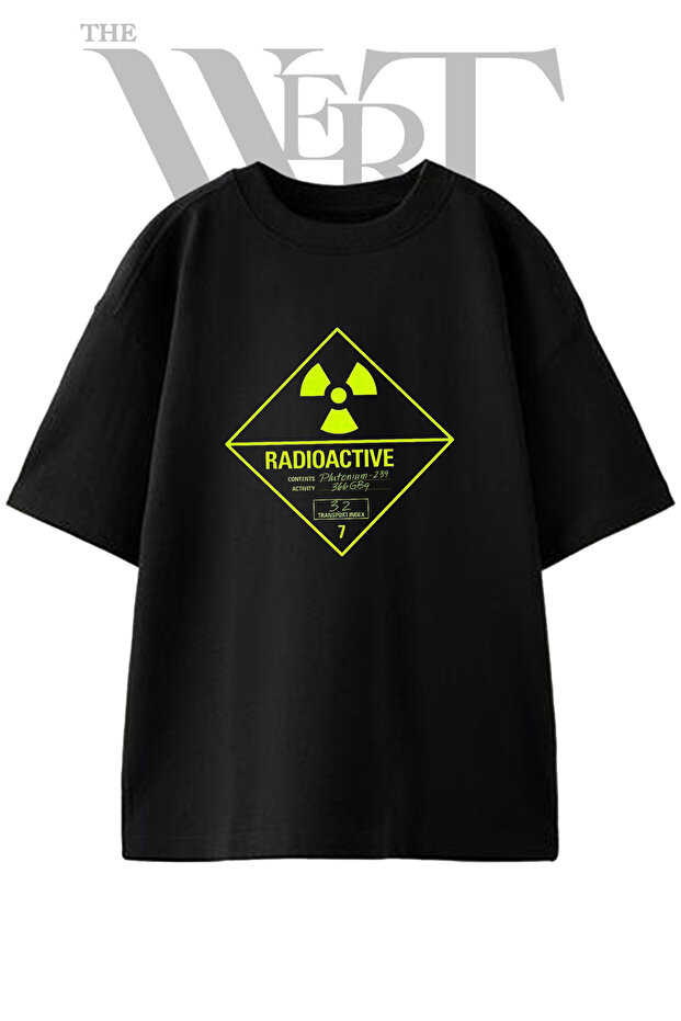 Radioactive Symbol Design Printed Unisex Black Oversize T-Shirt