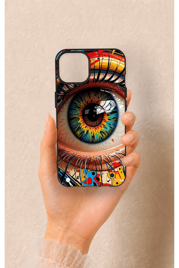 iPhone 14 Compatible Colorful Eye-Pop Pattern Silicone Case