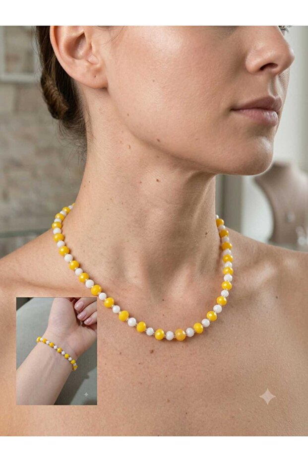 A Quality Handmade Adjustable Custom Design Crystal Bead Women's Bracelet / Necklace Set