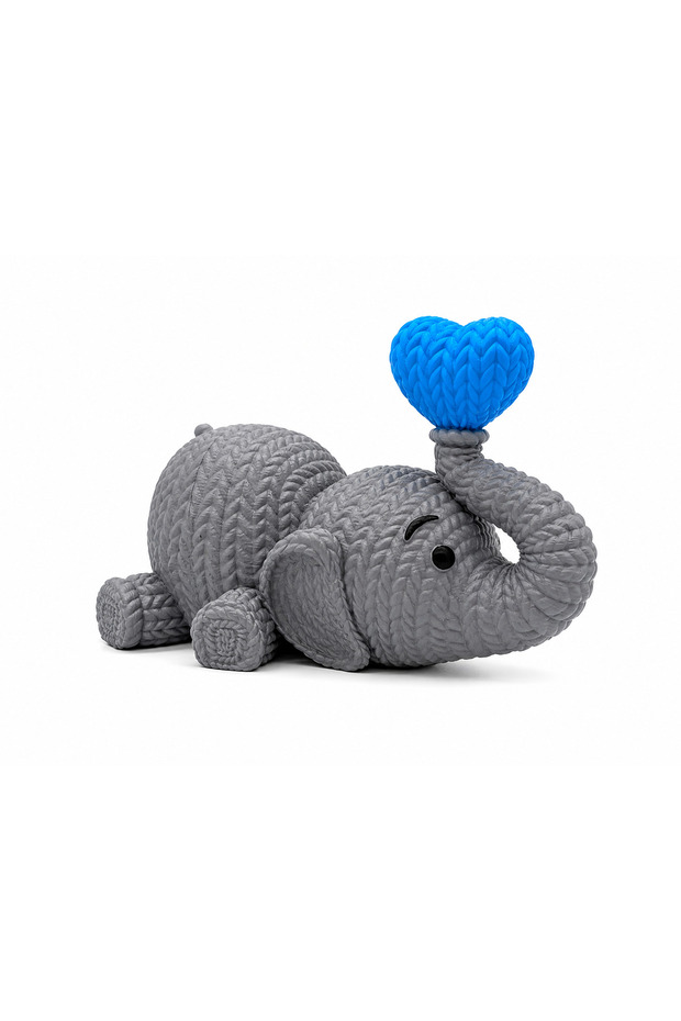 Cute Reclining Elephant Decorative Figure V2 | Heart Design | Desktop, Bookshelf, Shelf, and Home Decor