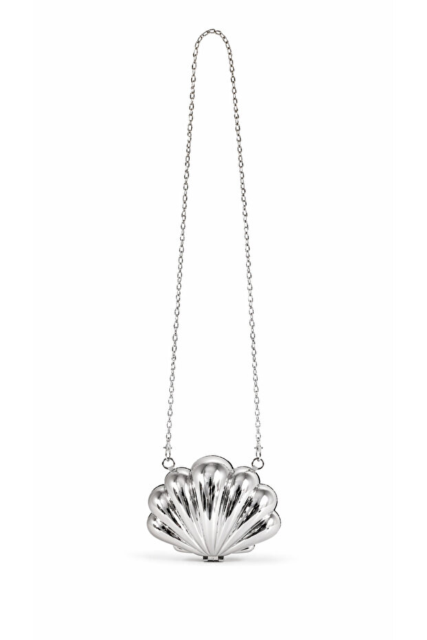 Silver Thin Chain Women's Mini Clamshell Bag | Night & Invitation