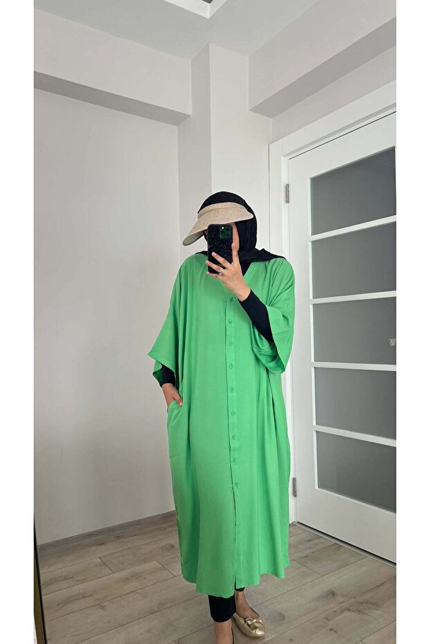 Half Sleeve Long Cardigan - Green