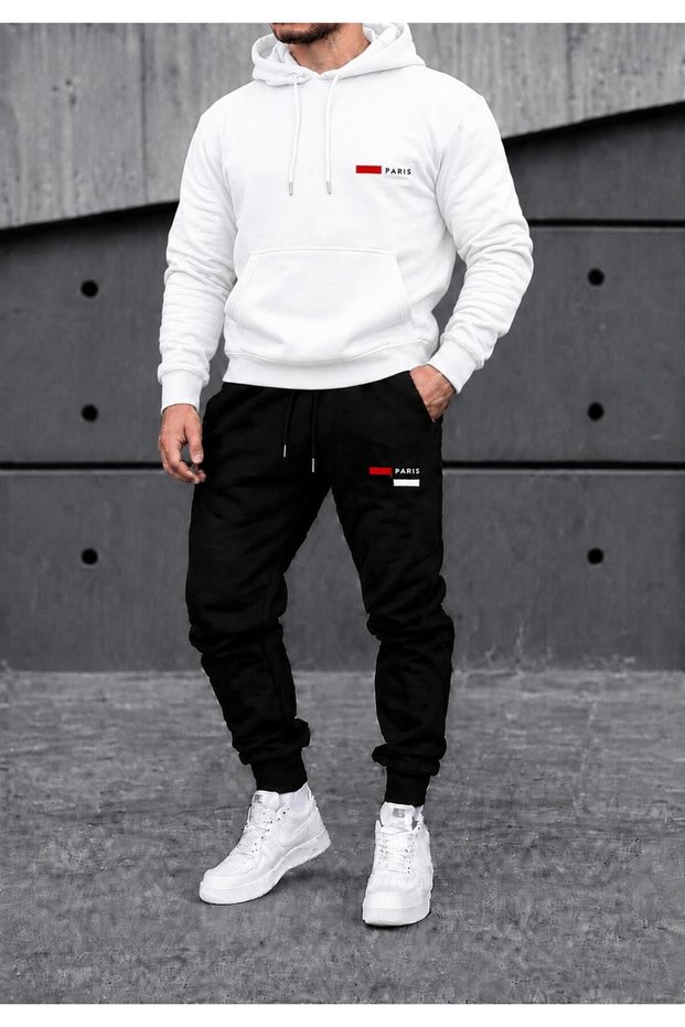 Men's Paris Printed Hooded Tracksuit Set