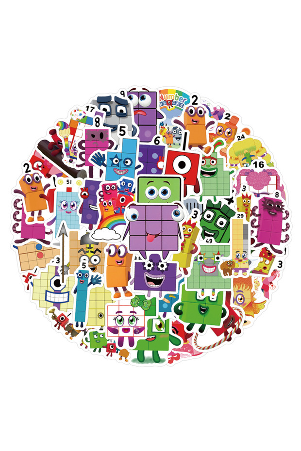 52PCS 52Pcs Cartoon Math Number Stickers Waterproof Vinyl Educational Decals for Laptop Water Bottle