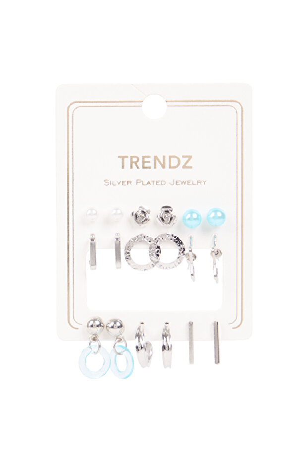 Earrings Set, Silver - 1