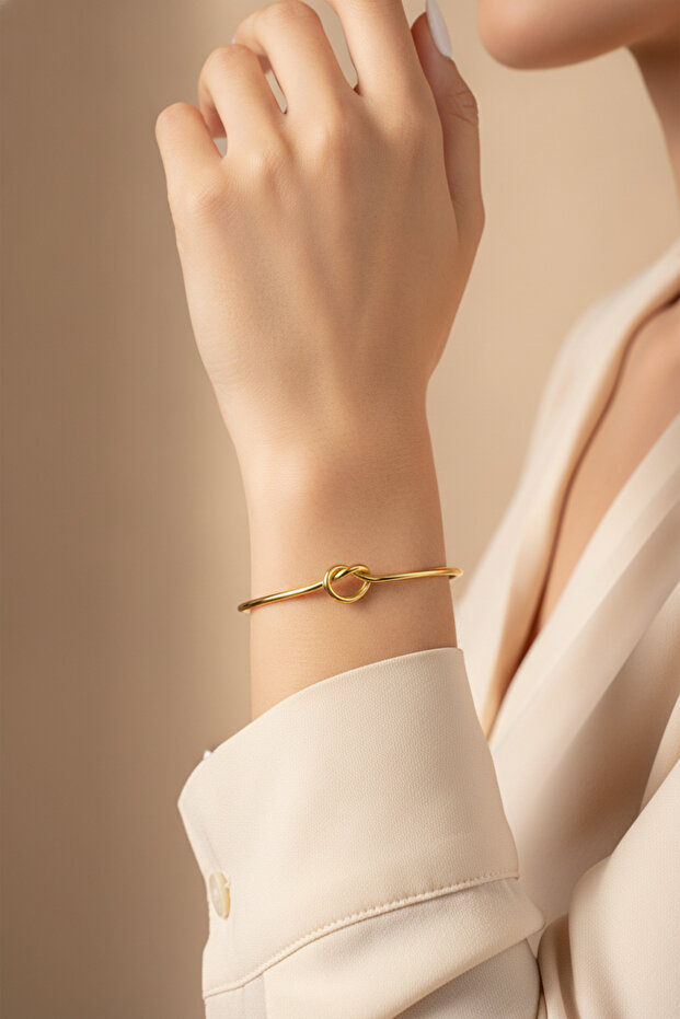 Stylish Yellow Color Knot Design Adjustable Cuff Bracelet