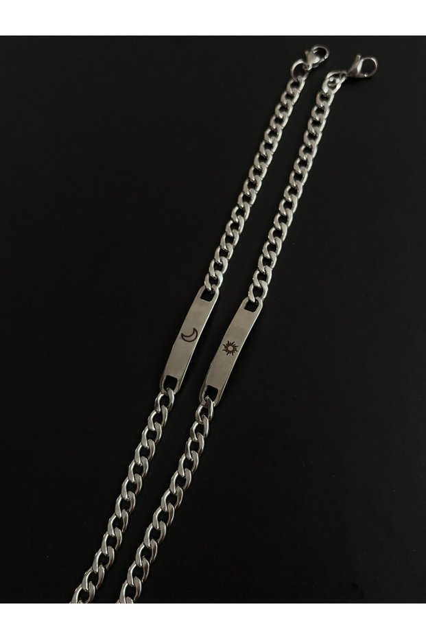 Stainless Steel Moon and Sun Design Couple Bracelet Set for Lovers and Friends