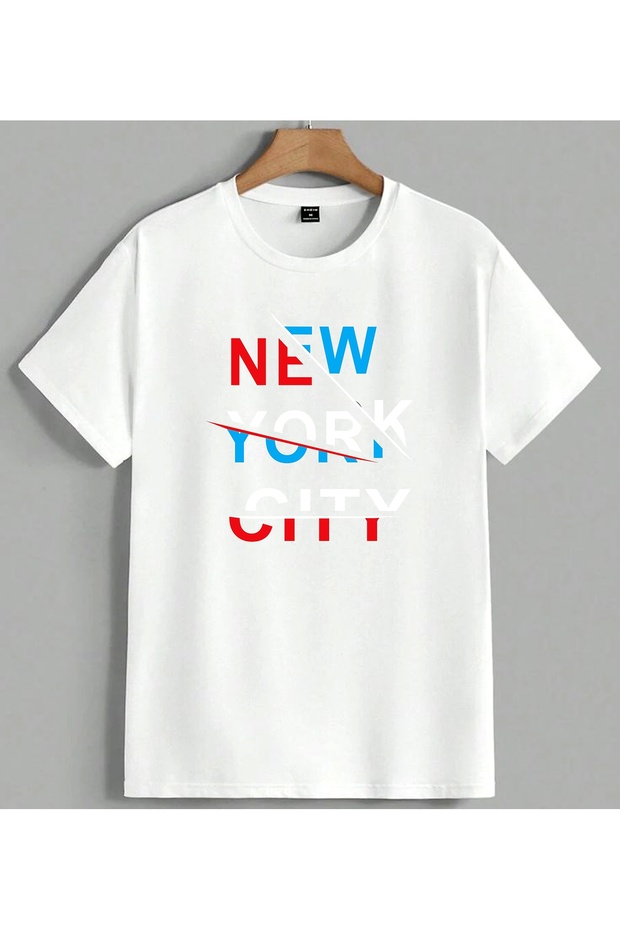 New York City City Text Printed Unisex Oversize T-Shirt White