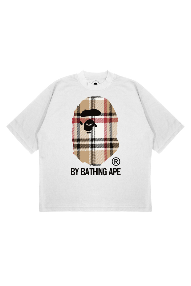 Unisex Oversize a Bathing Ape X Burb Printed Boxy Fit Thick Fabric (240Gsm) T-Shirt