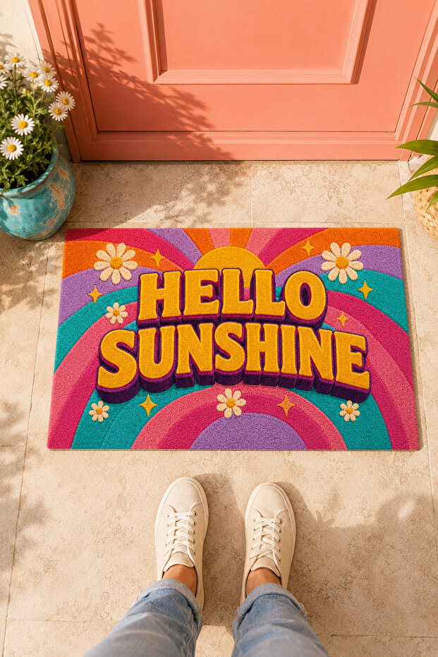 Hello Sunshine Modern Decorative Outdoor and Indoor Door Mat