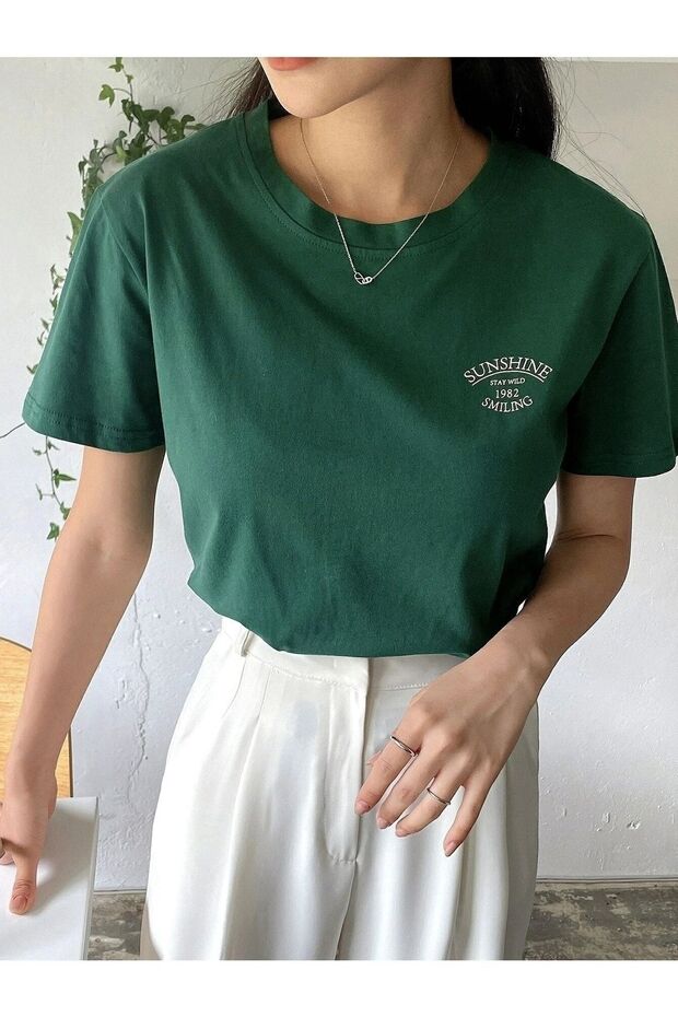 Women's Navy Blue Sunshine Printed Oversize T-Shirt