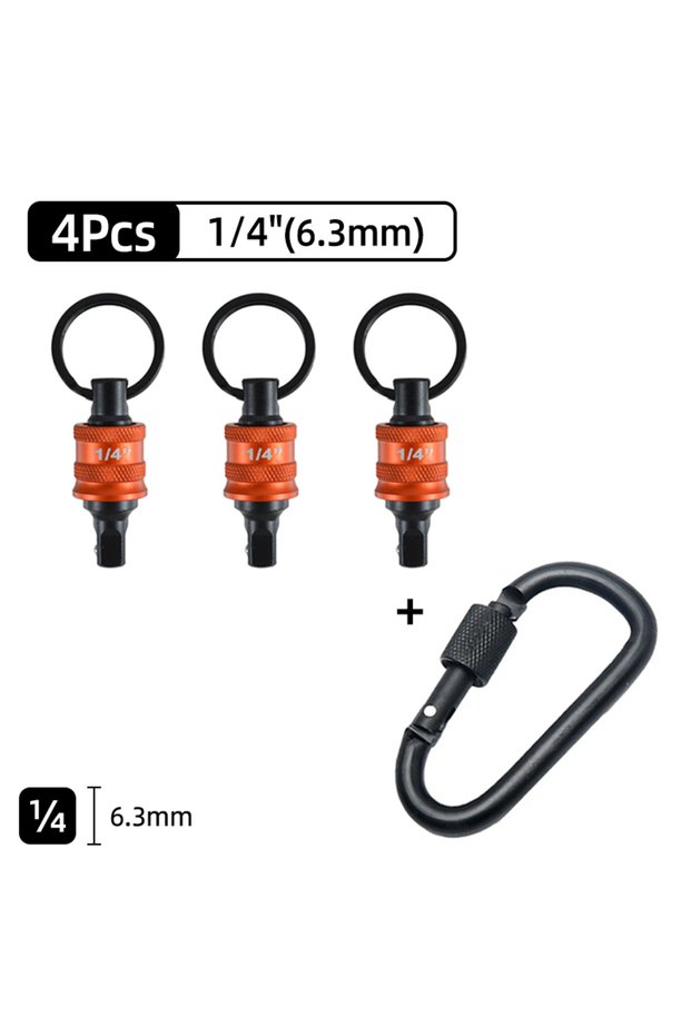 4Pcs 6.35mm Square Socket Adapter Holder Keychain 3/8 1/2 Square Head Quick Change Conversion Rod Po