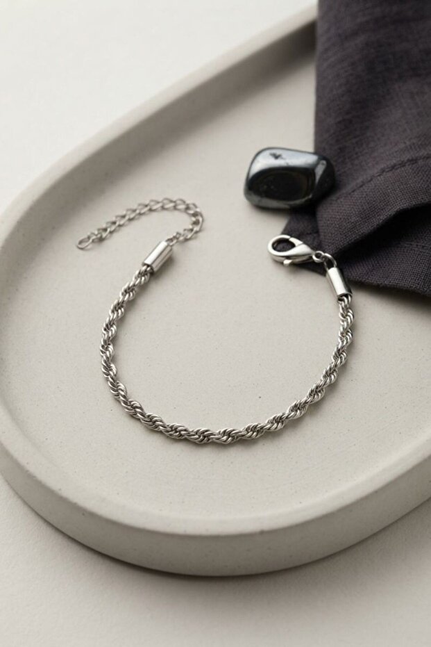 316L Steel Silver Color Twisted Chain Model Men's Bracelet