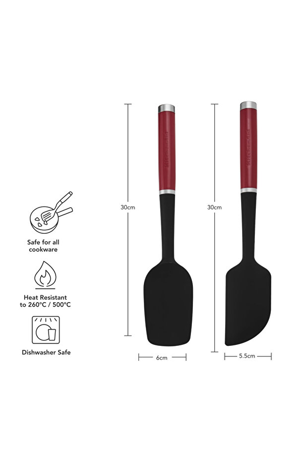 Silicone Spatula 2-Piece Set – Heat Resistant Spoon & Scraper Spatulas for Baking, Cooking & Nonstick Cookware