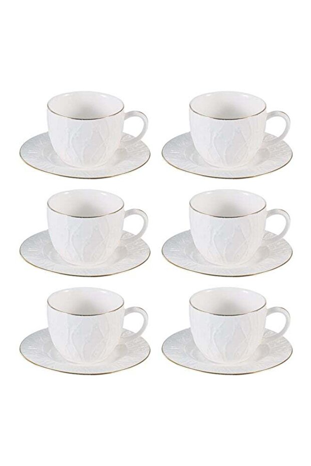 12-Piece Cup And Saucer Set White 120ml