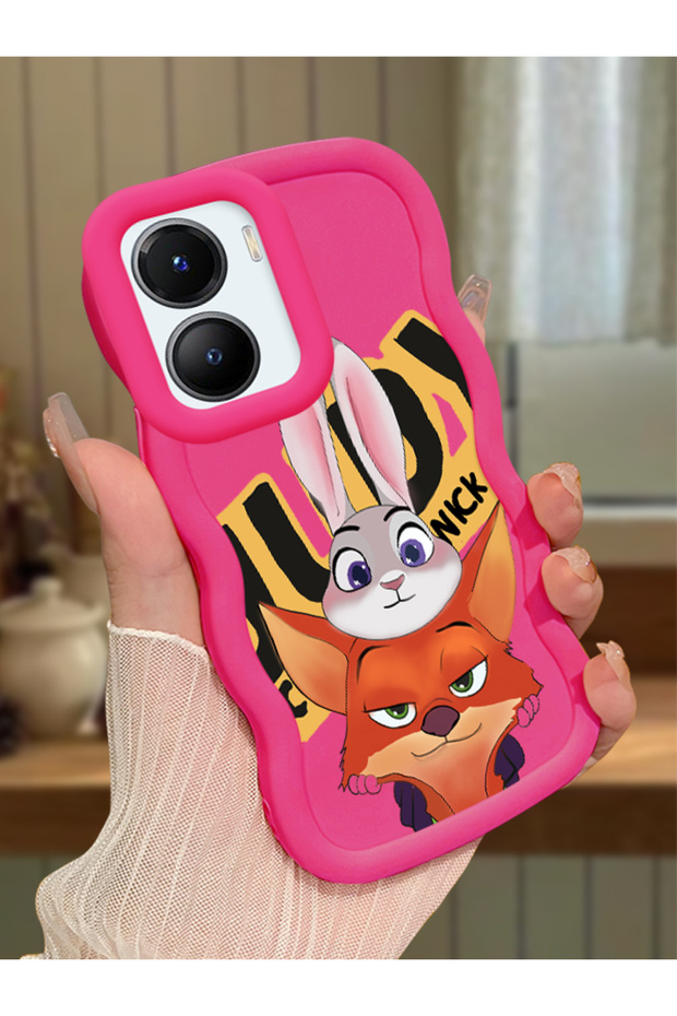 Vivo Y56 Compatible Case Camera Protector Red Silicone Couple Phone Case Rabbit Pattern