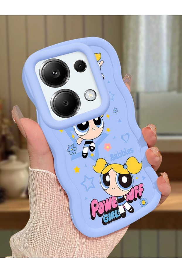 Redmi Note 13 Pro 4g Compatible Case Camera Protector Blue Silicone Couple Phone Case Cartoon Pattern