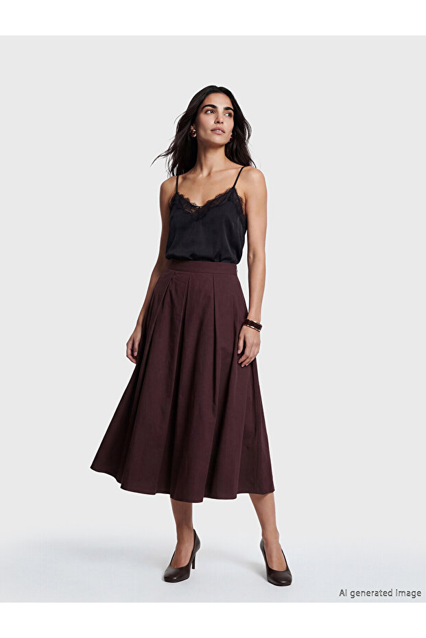 Nevavm Fitted Zippered Flared Skirt with a Difference