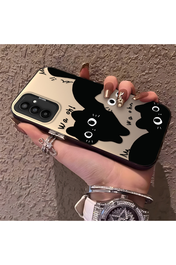 Samsung Galaxy M13/M23 Compatible High-Quality Fun Black Cat Printed Case, Cute Stylish Shock