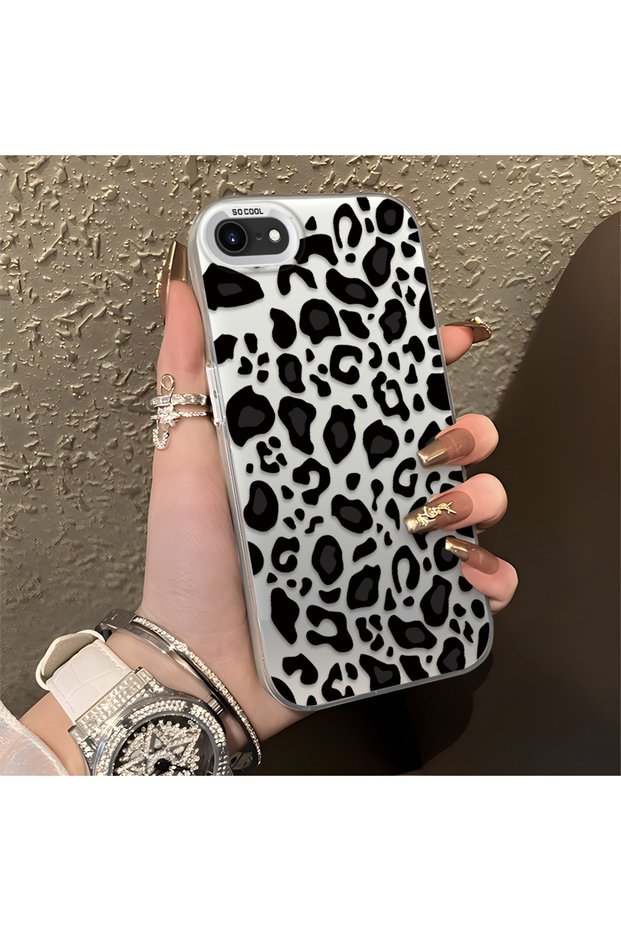 iPhone 7/8/Se 2020 2022 Compatible High Quality Black Leopard Phone Case, Shock Resistant