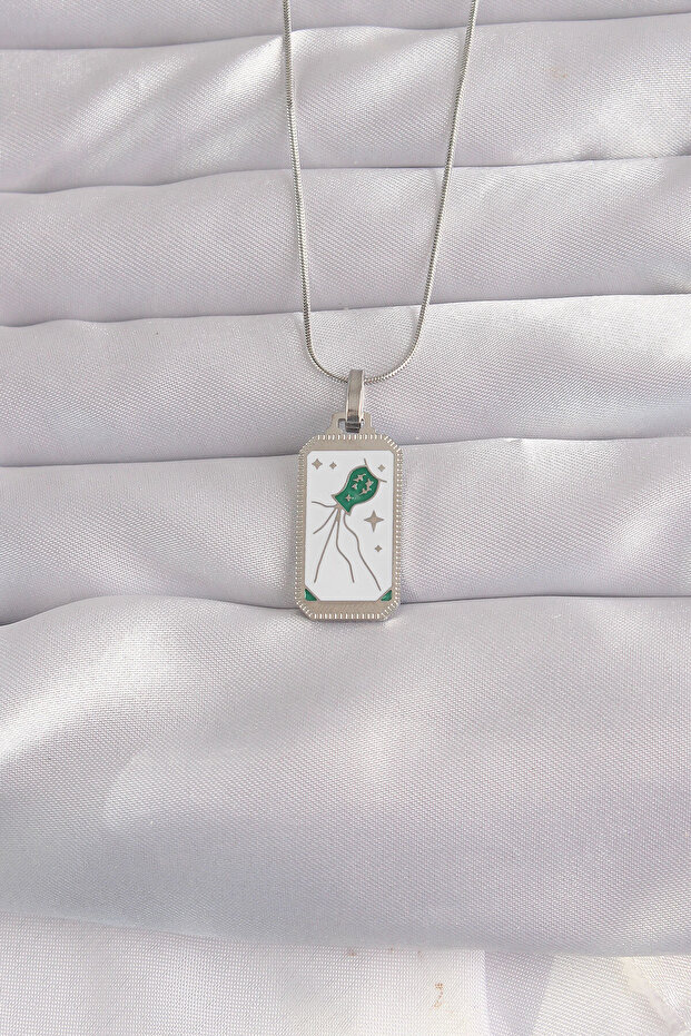 316L Steel Silver Color White Enamel Tarot Pendant