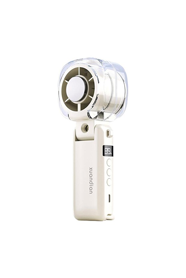 White Small Fan High Speed Speed Temperature Drop Belt Spray Handheld Fan Foldable Portable Outdoor